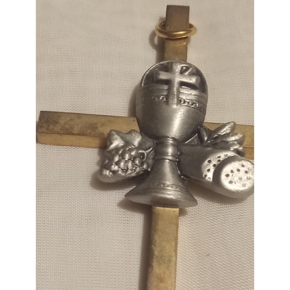 4 Inch Brass First Communion Chalice Wall Cross